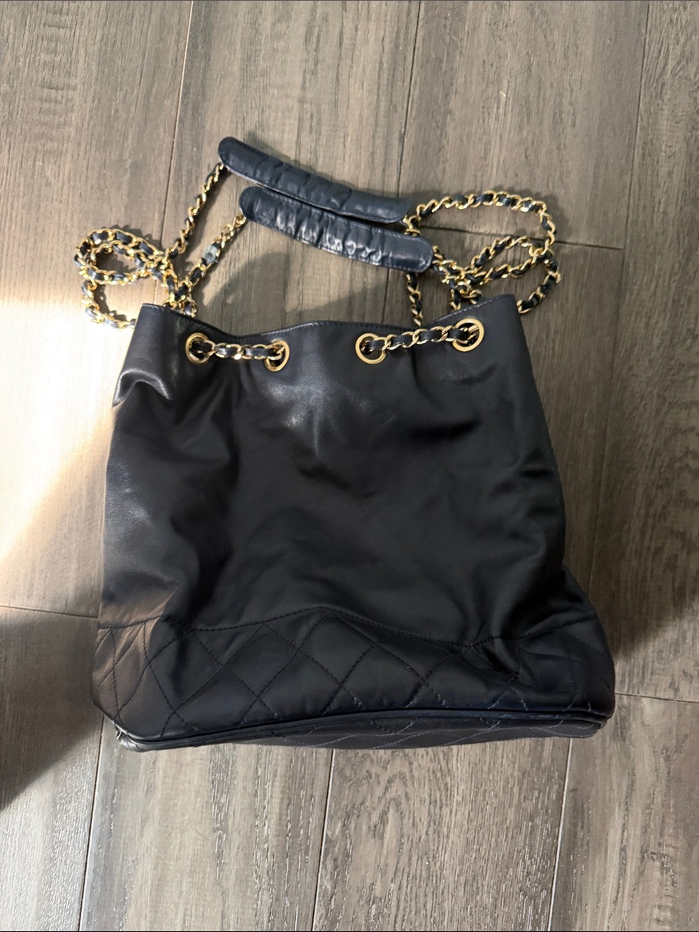 Chanel navy bucket bag